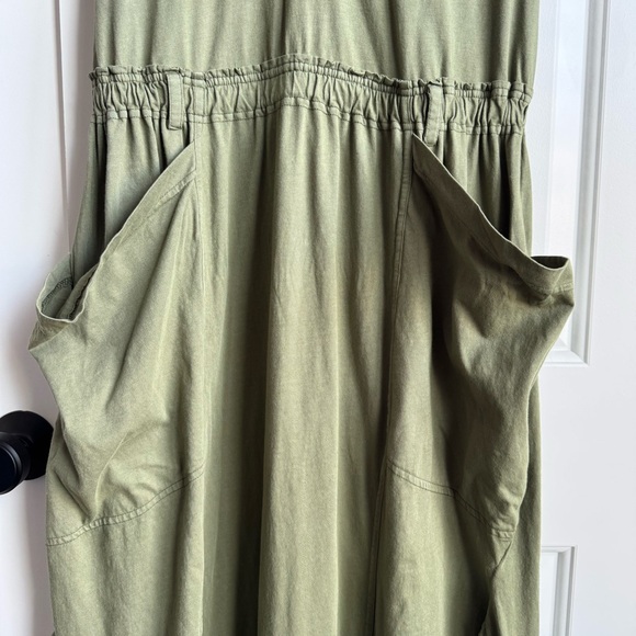 Daily Practice by Anthropologie Olive V-Neck Midi Dress L - Picture 3 of 8